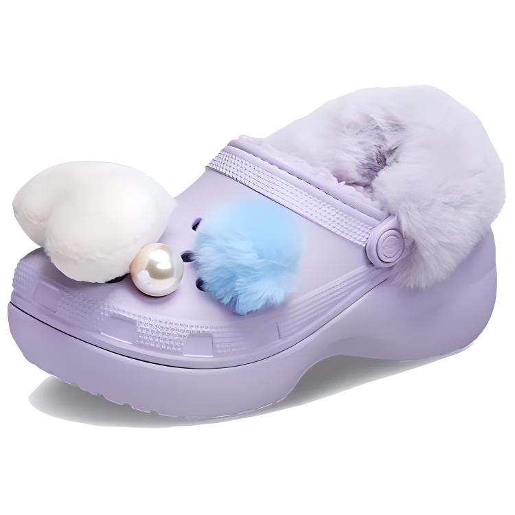Crocs Простые универсальные клоги на флисовой подкладке Женская обувь Светло-фиолетовый 210691-530