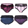 Mens Lace Trim Briefs Low Rise Satin Bowknot Underpants Crossdressing Nightwear