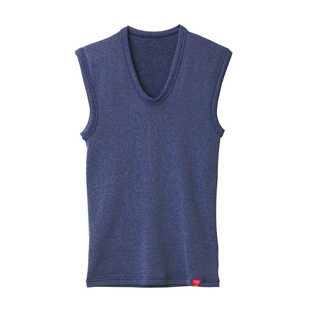 Gunze Hot Magic Super Stretch Внутреннее Супер Новый Размер M Футболка, Теплая, Жилет, MH0718, Мужская, Темно-синий/Мокко, (Японский размер)