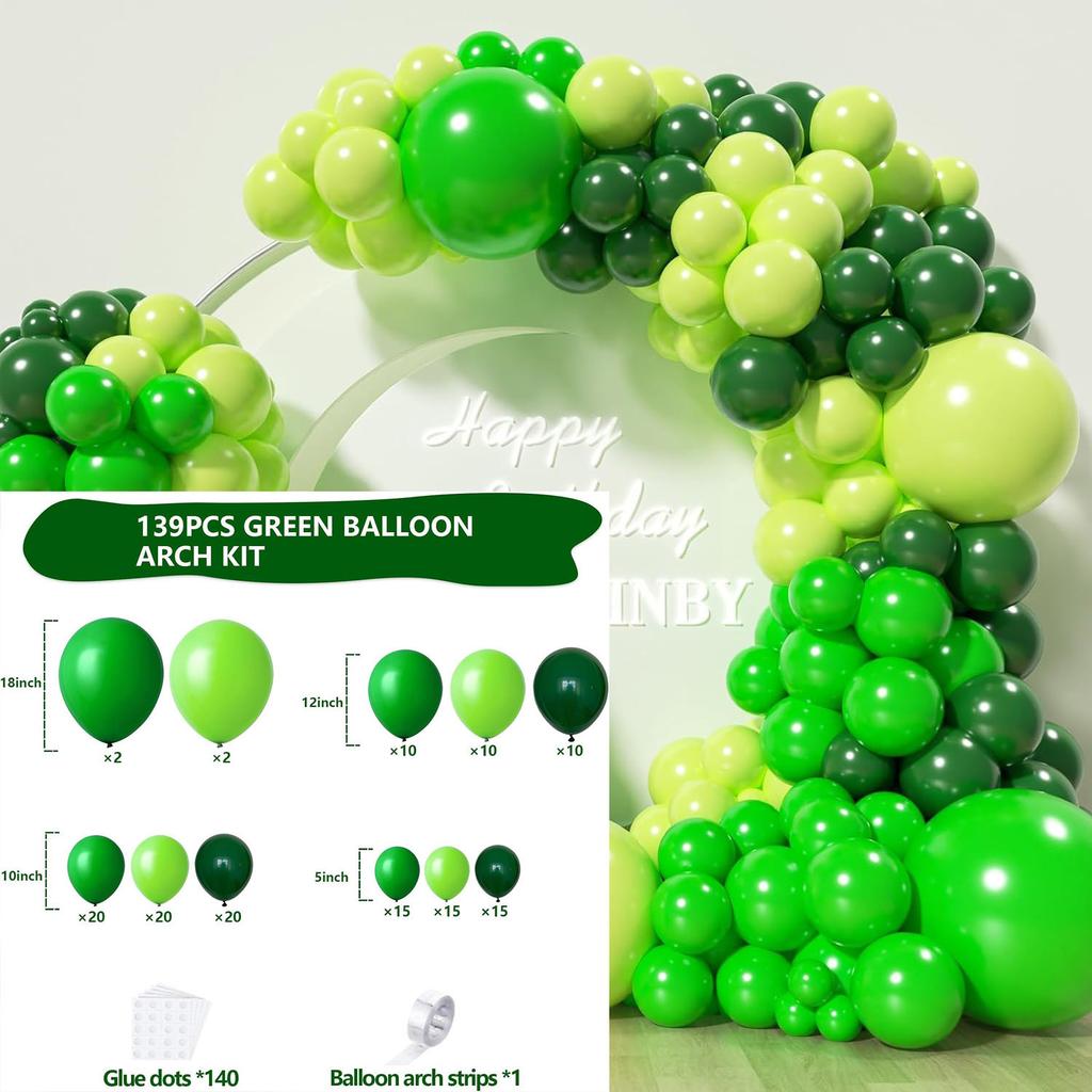 Mori Set Green Latex Balloon Chain Set Vintage Themed Birthday Party Decorative Jungle Set