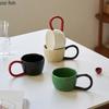 Solid Color Creative Ceramic Mug Large Handle Coffee Mug Office Large Capacity Milk Cup Water Cup Household Tea Cup Couple Cups
