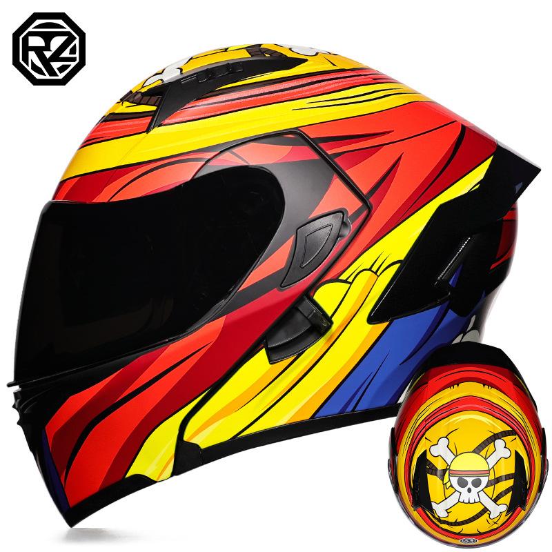 Motorcycle Helmets Men's and Women's Unveiling Helmets Full Helmets Tail Rider Bluetooth Locomotive Men's and Women's Winter Personality Electric