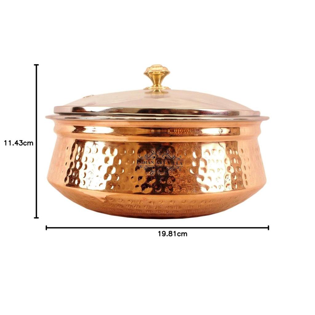 Copper Serving Handi with Lid, 1350ml, 2 Piece (Brown)