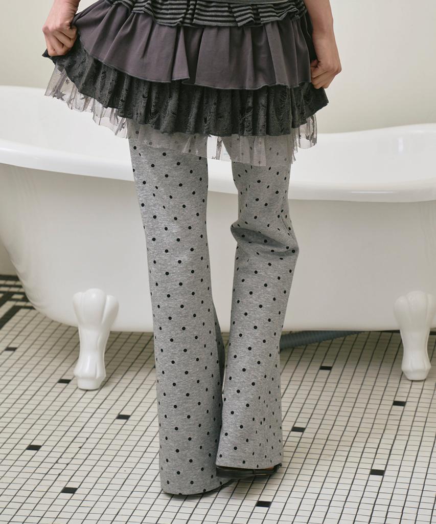 THE GREEN LAB Pocket Bootcut Dot Pants [Melange Gray]
