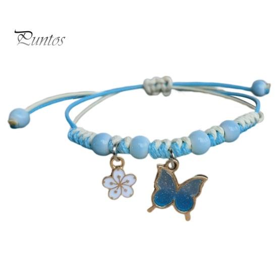 Женский браслет с цветком и бабочкой, очаровательный плетеный браслет для подруги, модный аксессуар