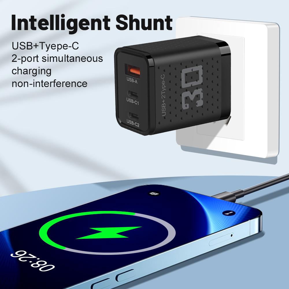 3 порта USB 2 Type C Зарядное устройство Быстрая зарядка Сетевое зарядное устройство Quick Charge Для iPhone Samsung Xiaomi Адаптер для мобильного телефона