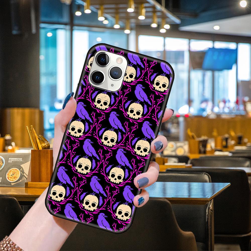 Чехол для телефона Apple IPhone 13 12 11 Mini Pro MAX SE X XS XR 8 7 6 S Plus черный чехол Hoesjes Art Prime Soft Goth Skeleton