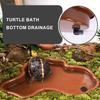 Turtle Water Basin with Anti-slip Ladder Bathing Platform Drainage Hole Tortoise Reptiles Bathtub Habitat Landscaping Water Holder Bowl Dish