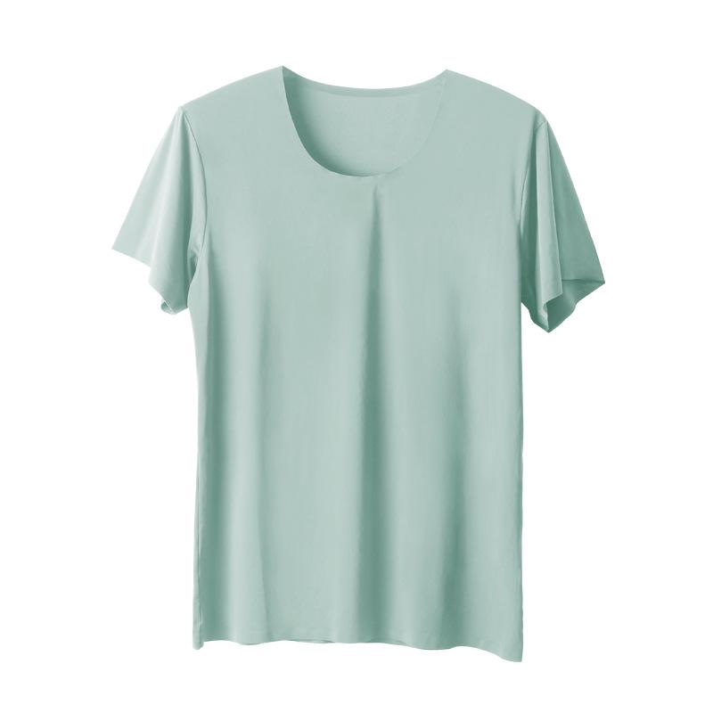 Мужская летняя бесшовная белая футболка с короткими рукавами из шелка Ice Silk