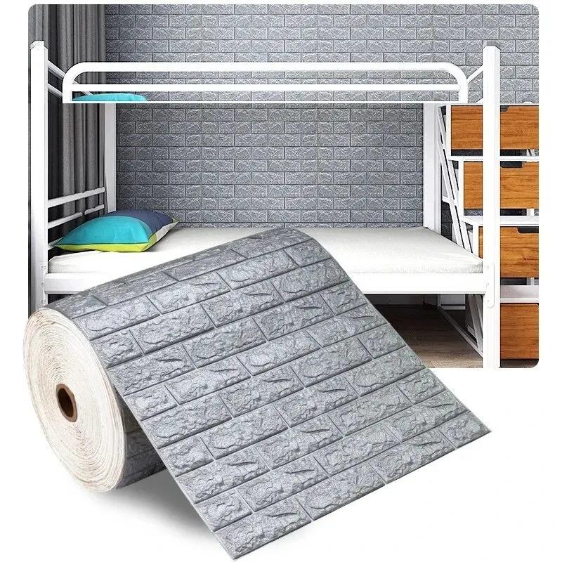 3D Self-Adhesive Wallpaper 70cm*1m Continuous Waterproof Brick Wall Stickers Living Room Bedroom Children's Room Home Decoration