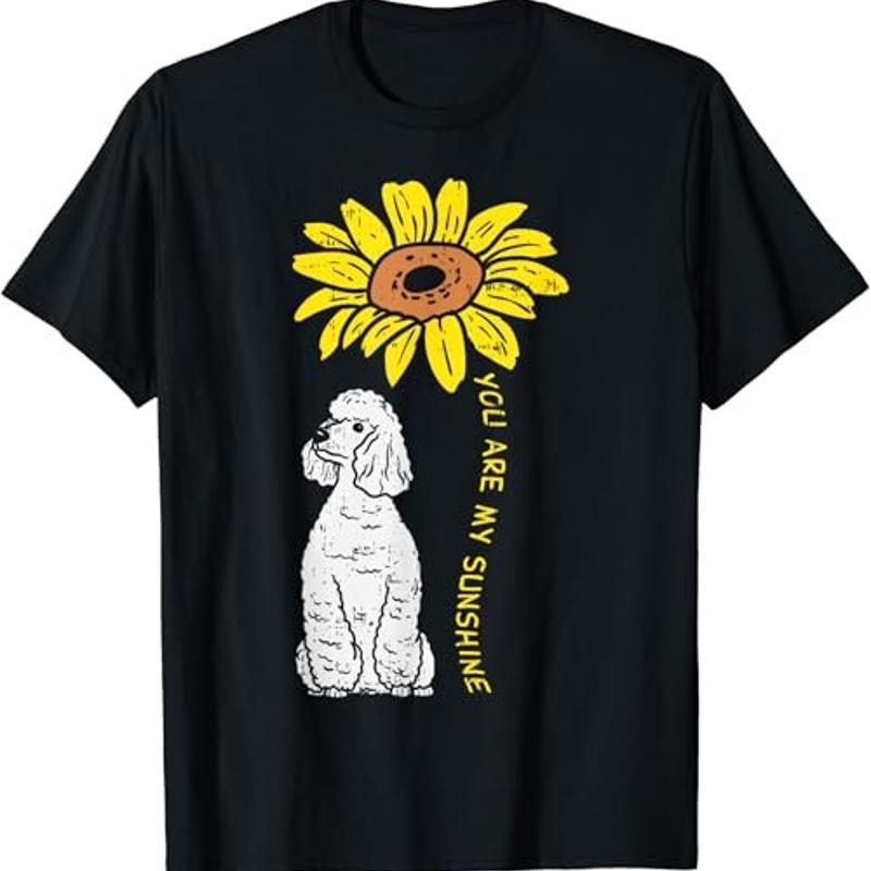 Sunflower Sunshine Poodle Dog Lover Owner Girls Women T Shirt