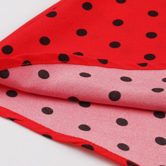 Women Party Dress Dot Print O Neck Sleeveless A-line Big Swing Tight Waist Retro Back Zipper Breathable Prom Banquet Summer Midi Dress