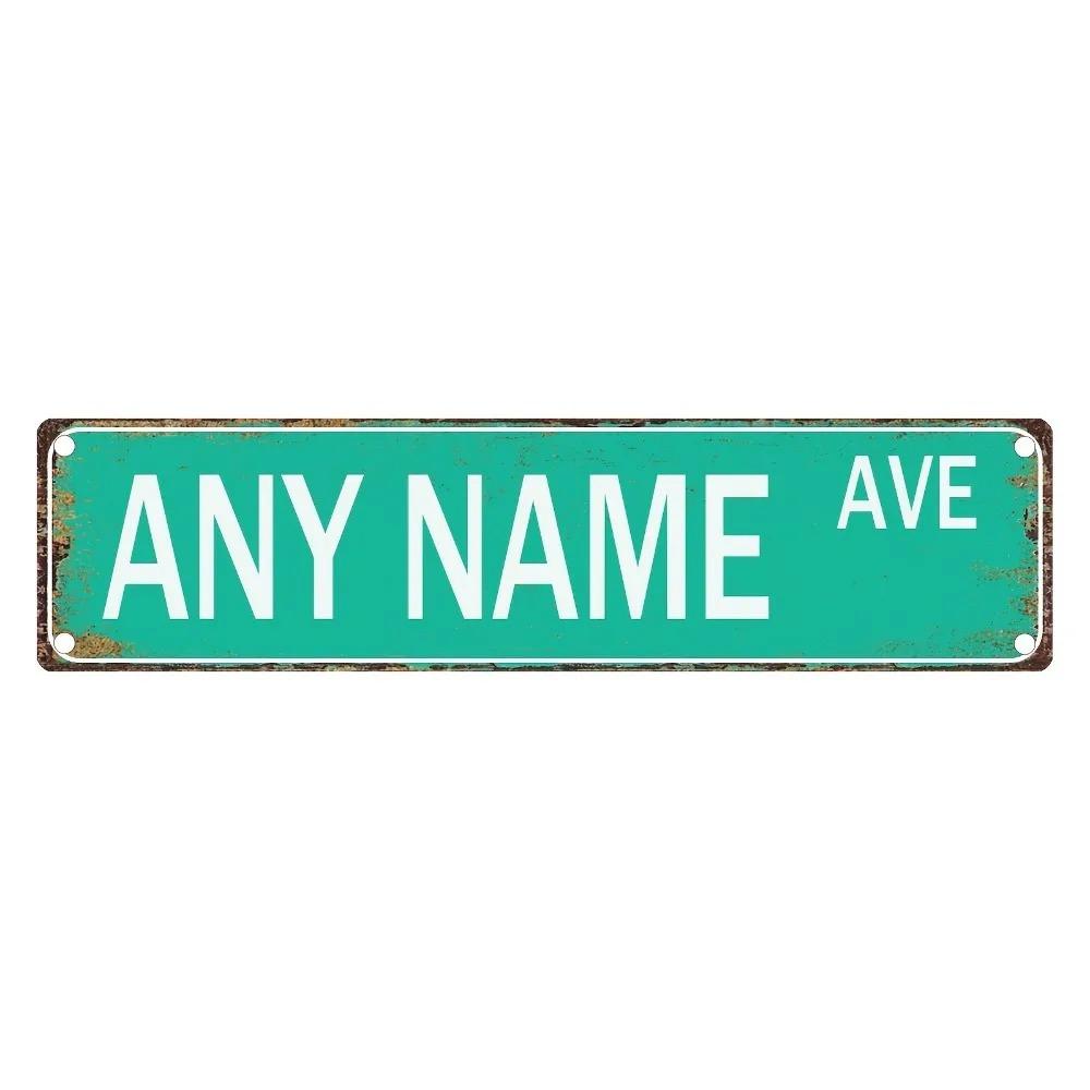 Personalized Retro Street Sign 15.75x3.94in Custom Metal Foil Wall Decor