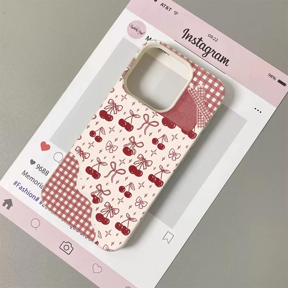 Милый кремовый чехол для телефона из силикона с вишневым бантом для iPhone 17 17 Air 13 16 15 14 12 11 Pro Max 15 16 Plus Мягкая крышка с текстурой личи