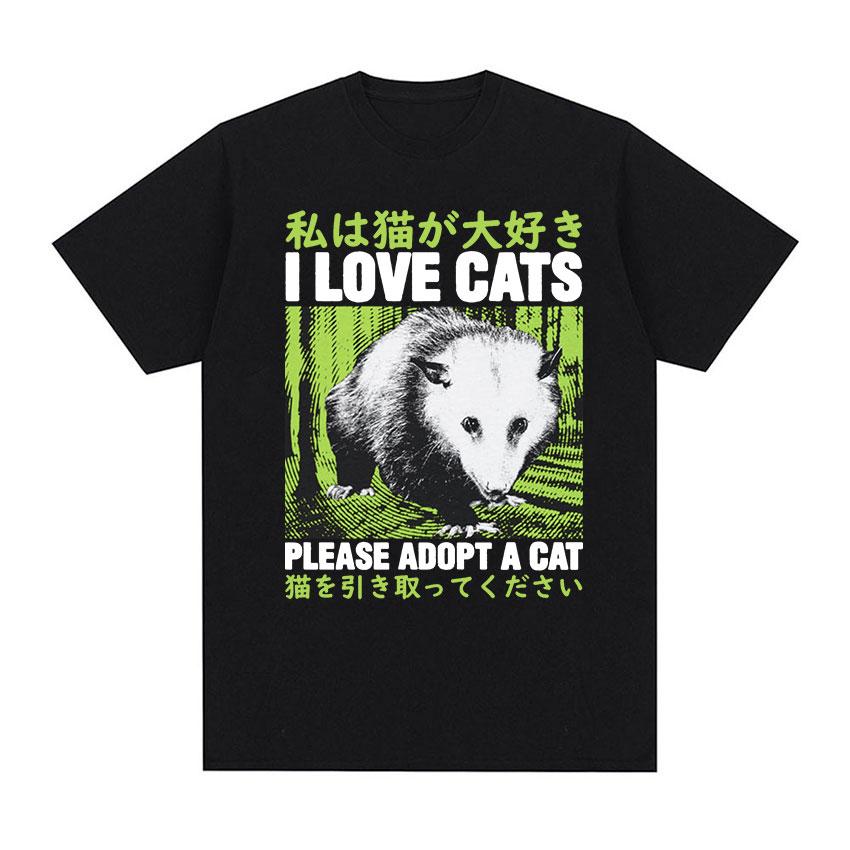 Japanese Rat Show Me The Cheese Funny Graphic T Shirt Unisex Women Retro Gothic Clothing T-shirts Harajuku Oversized Cotton T-shirt