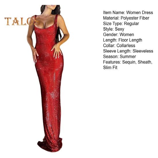 Женское вечернее платье с глубоким вырезом, без рукавов, с пайетками, длиной до пола, облегающее однотонное платье макси для выпускного вечера, банкета, свадьбы, платья-футляра