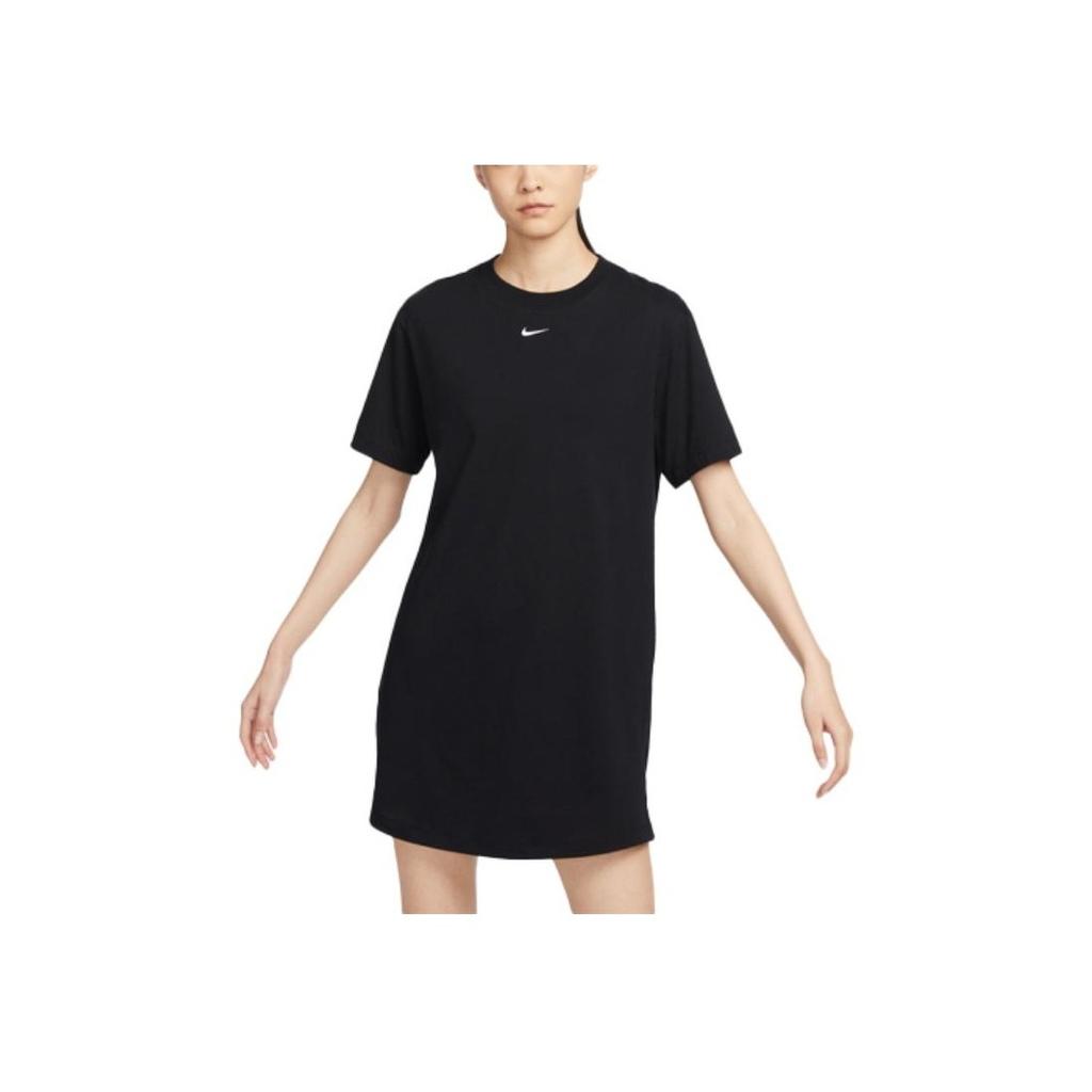 Nike Спортивная одежда Essential Solid Logo Свободное платье с коротким рукавом Женское платье Черное DV7883-010