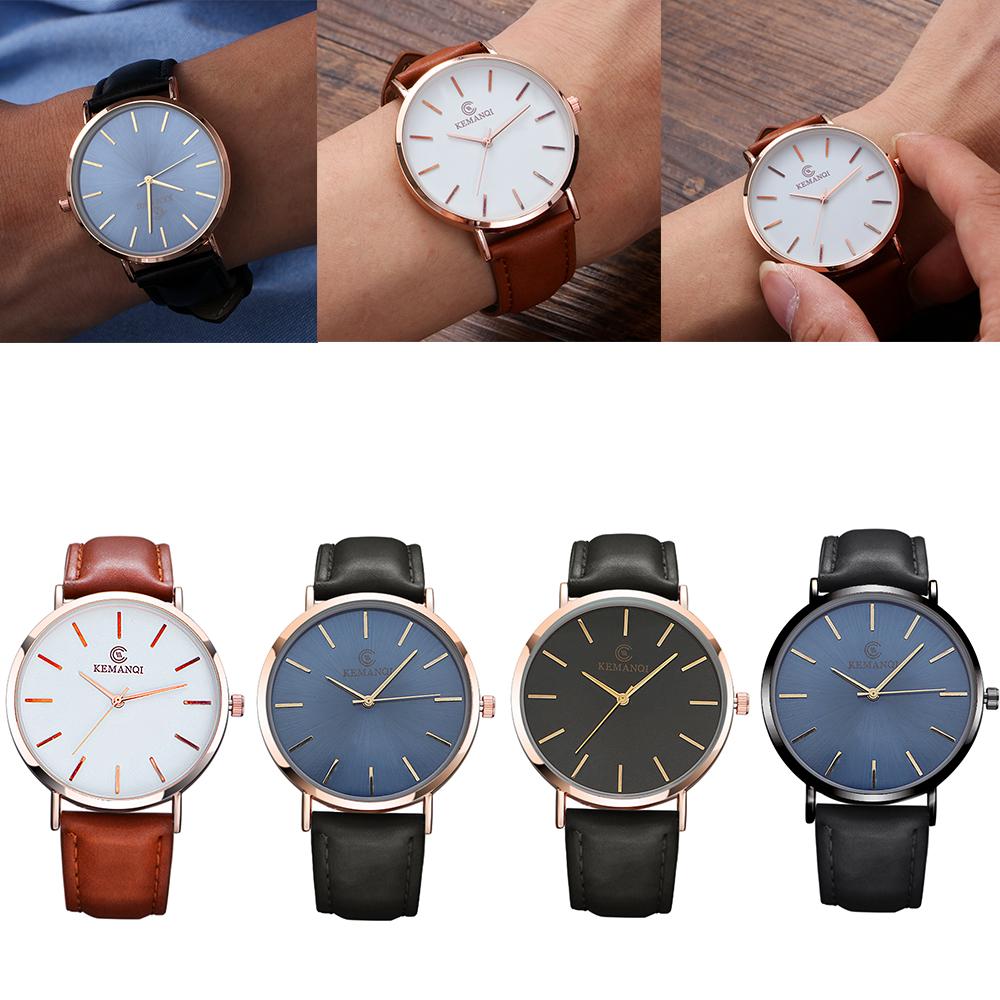 Gifts Fashion Business Simple Quartz Wrist Watch Men Watch 6.5mm Ultra Thin Genuine Leather Strap