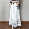 Dimanaf 2025 Летние женские новые юбки кружевные цветочные винтажные эластичные плиссированные элегантные белые юбки кружевные с высокой талией