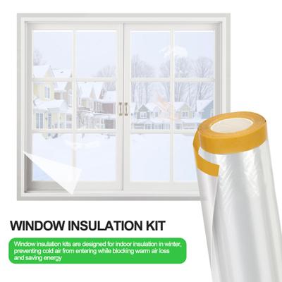 Комплект для изоляции окон. Изоляционная пленка для помещений. Прозрачная, устойчивая к разрыву. Простая установка. Утепляющее оконное покрытие. Полиэтиленовая изоляционная пленка.