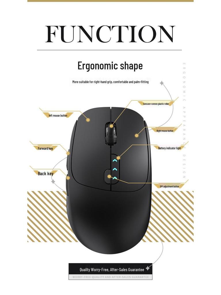 Бесшумная беспроводная мышь Bluetooth с двойным режимом и возможностью подзарядки для настольного компьютера и ноутбука