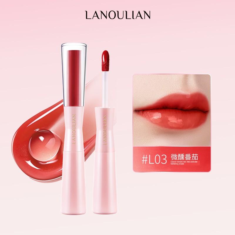 Lanoulian Double-Ended Lip Glaze Mirror-Shine Lip Gloss Lipstick Plump Lip Mud Nude Color Dual-Effect Lip Balm Non-Stick Cup Long-Lasting