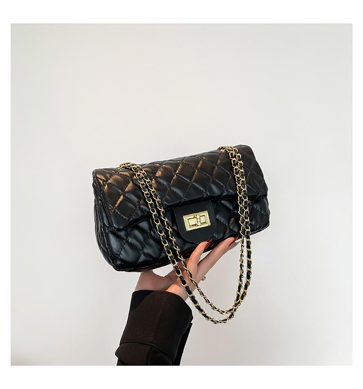 Модная женская сумка кроссбоди и на плечо с вышивкой аргайл, текстурированная - Большая вместимость, Дизайн с цепочкой ручной работы