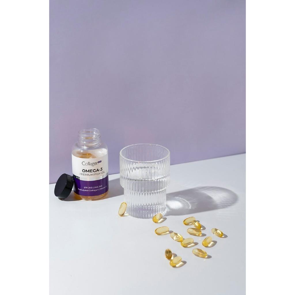 Рыбий жир премиум-класса с омега-3 90 мягких таблеток по 1000 мг, рыбий жир, гидролизованный коллаген