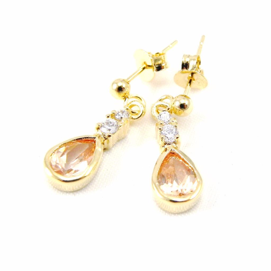 Les Trésors De Lily [G9365] - Gold Plated 'Inès' Amber Earrings