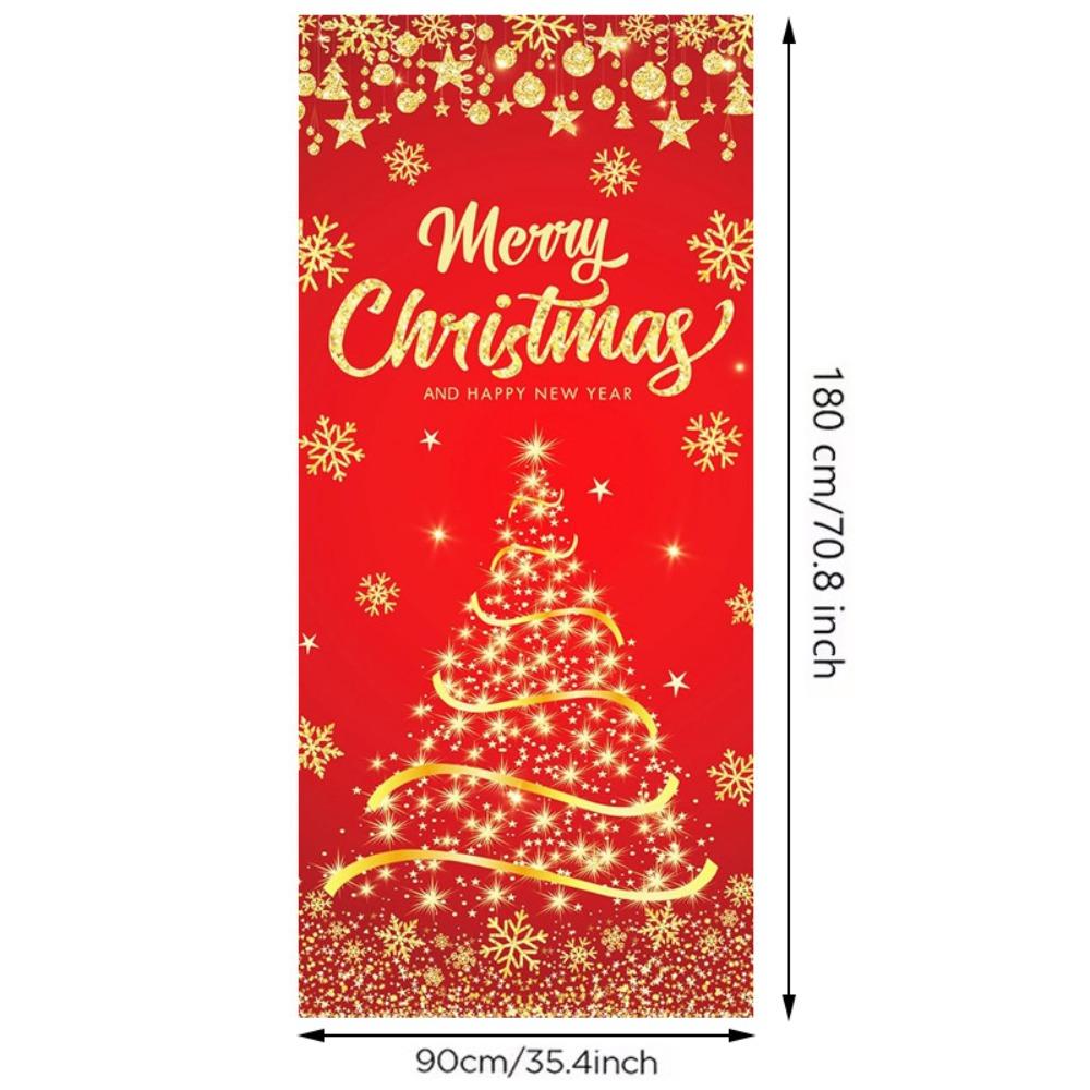 Background Christmas Door Cover Door Hanging Fabric Flag Cute Door Banner Christmas