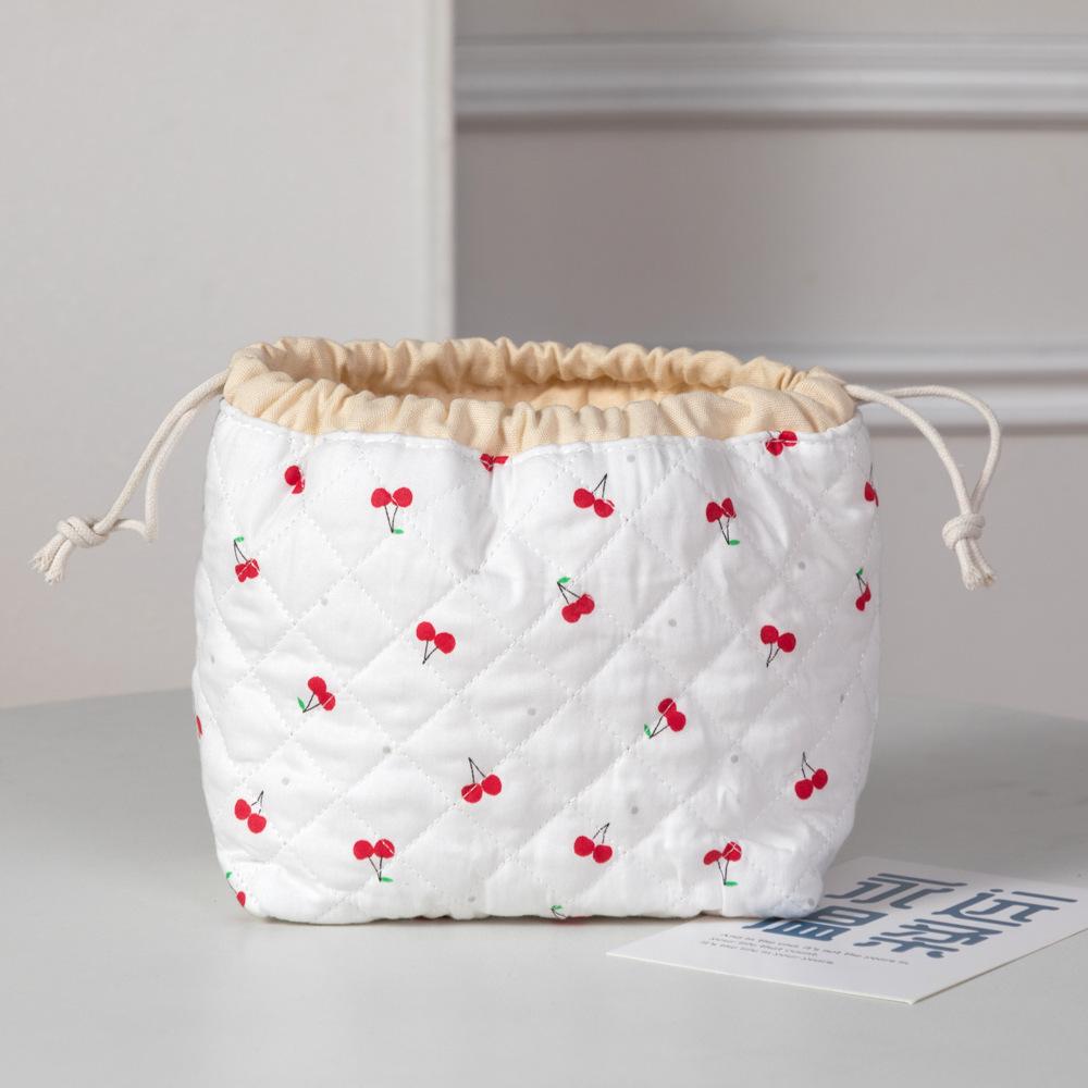 Korean Style Drawstring Cosmetic Bag High-end Travel Toiletry Bag Large Drawstring Bags Portable Makeup Pouch Travel Organizer