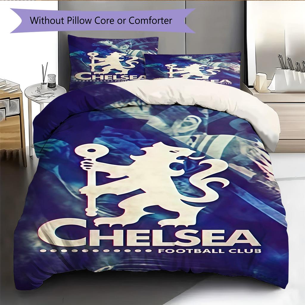 Chelsea FC football RugPattern Bedding Quilt Set Quilt Cover Pillowcase Home Decoration Birthday Gift (1 * duvet cover + 2 * pillowcase, without core)
