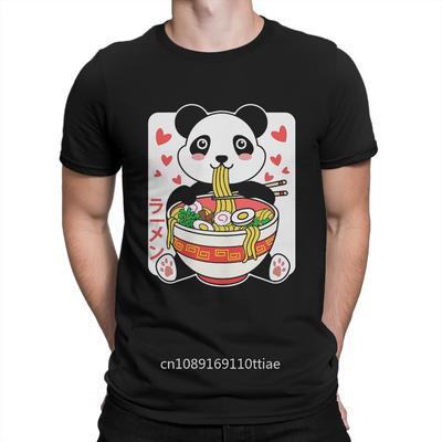 Kawaii Anime Panda Eating Japanese T Shirts Kawaii Anime Panda Cotton Clothing Vintage Short Sleeve New Arrival T-Shirts Unisex