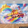 2D Flat Surface, 1-piece Cartoon Train-themed Background Fabric, Suitable for Family Gatherings and Office Events