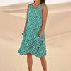 Women's Casual Summer Floral Print Sleeveless Pocket Dress
