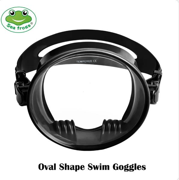 Seafrogs Panoramic Wide View Snorkel Diving Mask Swim Frameless Goggles with Nose Cover Anti Fog Tempered Glass Scuba Mask
