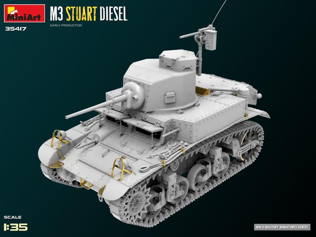 MiniArt M3 Stuart Early Diesel Plastic Model Kit MA35417 1/35 (Tank)