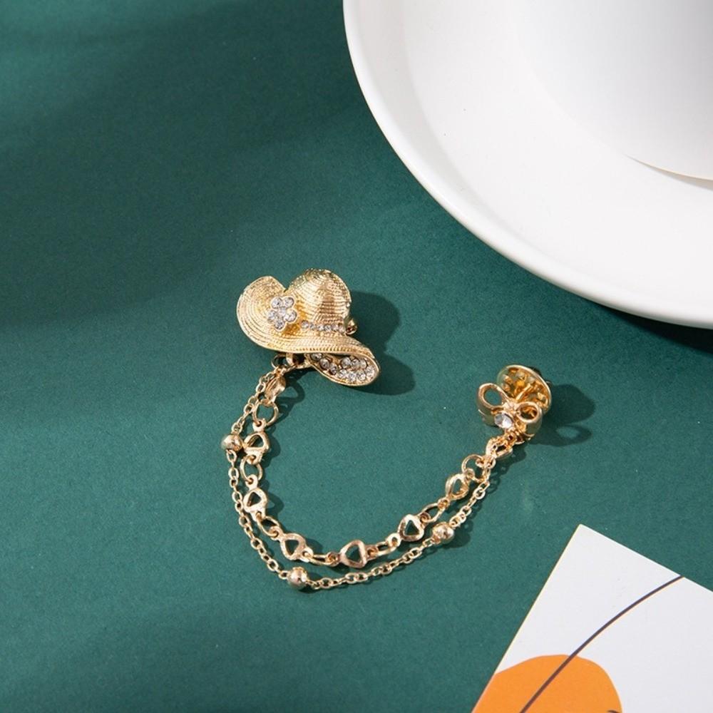 Personality Crystal Hat Bow Brooch Zinc Zinc Alloy Zircon Badge Pin Tassel Pendant Brooch Party Favors