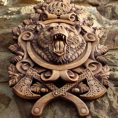 Статуэтка Настенная панель Серия Викинг Яростный медведь Домашние ремесла Декоративное украшение Подвеска