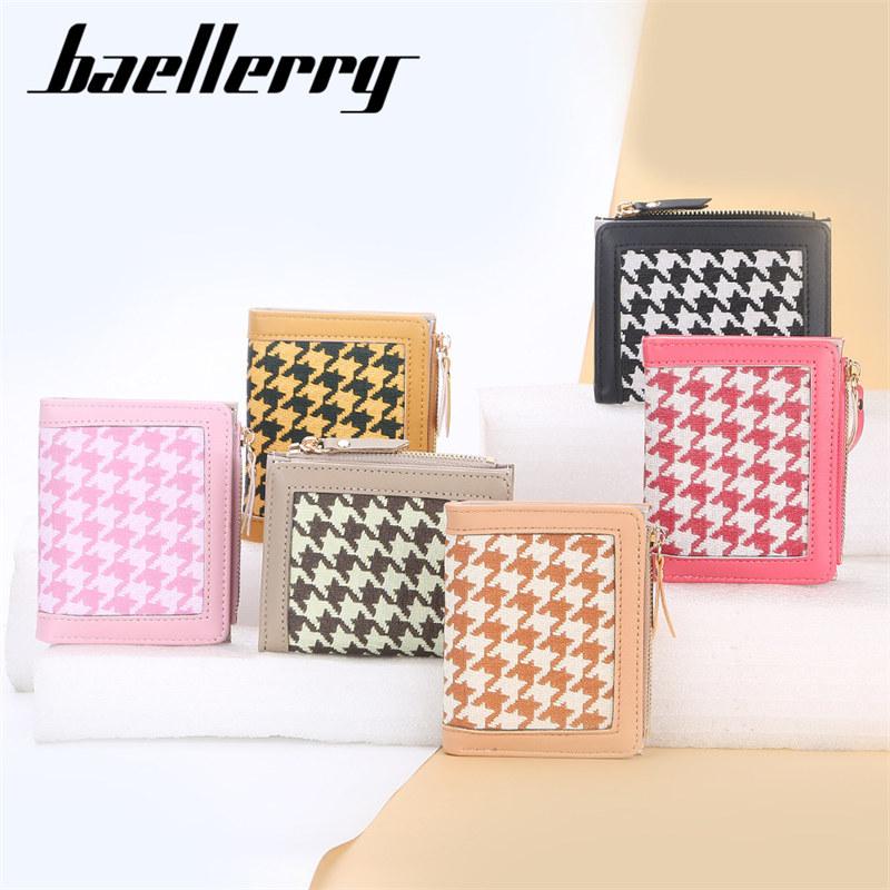 Baellerry Women Fashion Short Wallets Classic Design Bifold Wallet Zipper Hasp Card Holder Coin Purse
