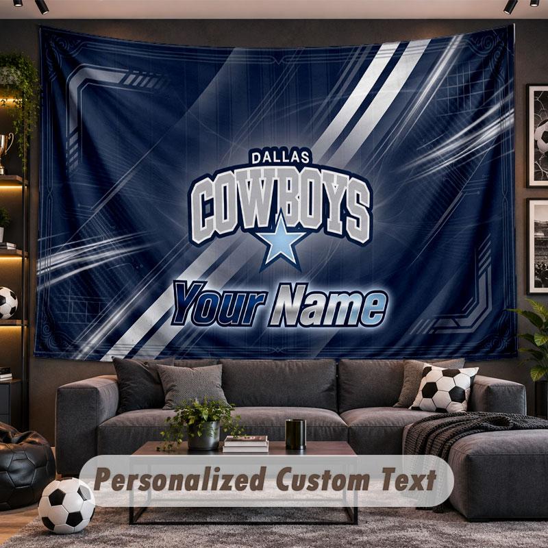Wall Hanging Tapestry Custom NameDallas Cowboys Pattern Personalized Printed Fabric Wall Decor