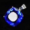 BLUE Sapphire 91 Ct CERTIFIED Square Cushion 925 Sterling Silver GEMS Pendant MY-PD-147-NS