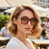 Женские модные квадратные солнцезащитные очки 2026 года с защитой от УФ - Европейский и американский стиль для повседневной езды