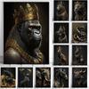 Black And Gold King Animals Monkey Bee Snake Scorpion Lion Canvas Painting Crown Poster Print For Living Room Home Decoration