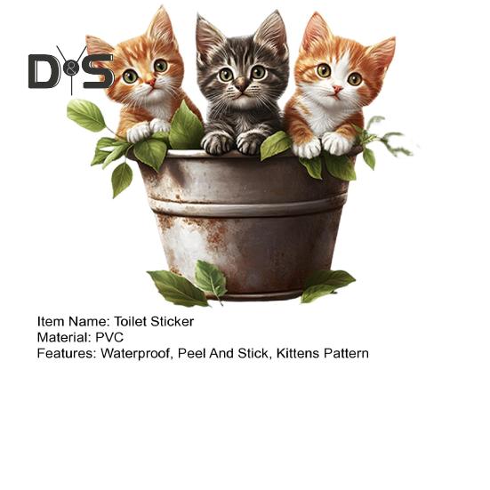 Наклейка на крышку унитаза с изображением кошек, самоклеящаяся водонепроницаемая наклейка на сиденье унитаза, отклеивающаяся и приклеивающаяся наклейка с изображением котят для ванной комнаты, стены, окна спальни