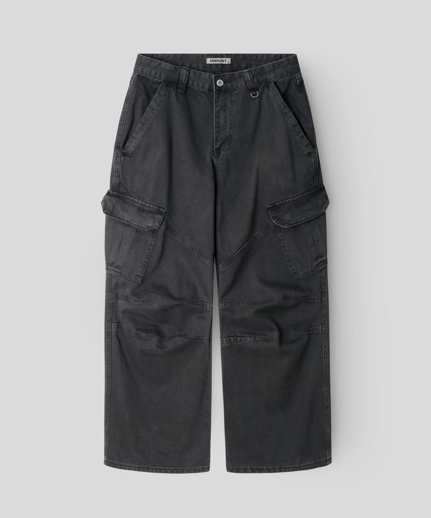 INDUST Pigment Washed Cargo Wide Pants_Charcoal