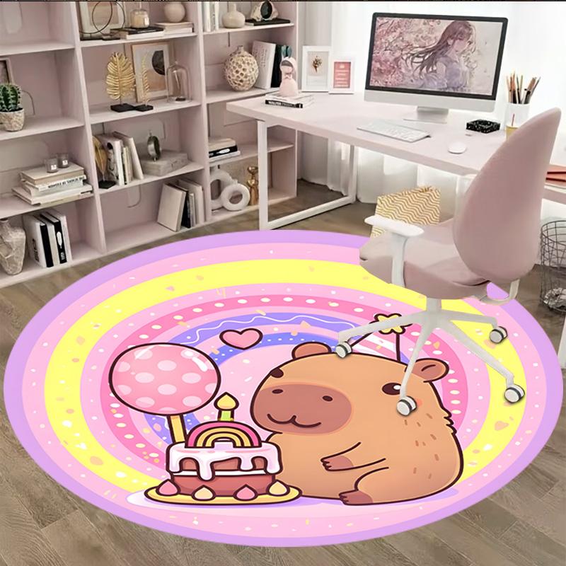 1pc Capybara Carpet, Round Rug, Comfortable, Suitable for Entryways, Living Rooms, Office, And Bedrooms, Christmas Decoration