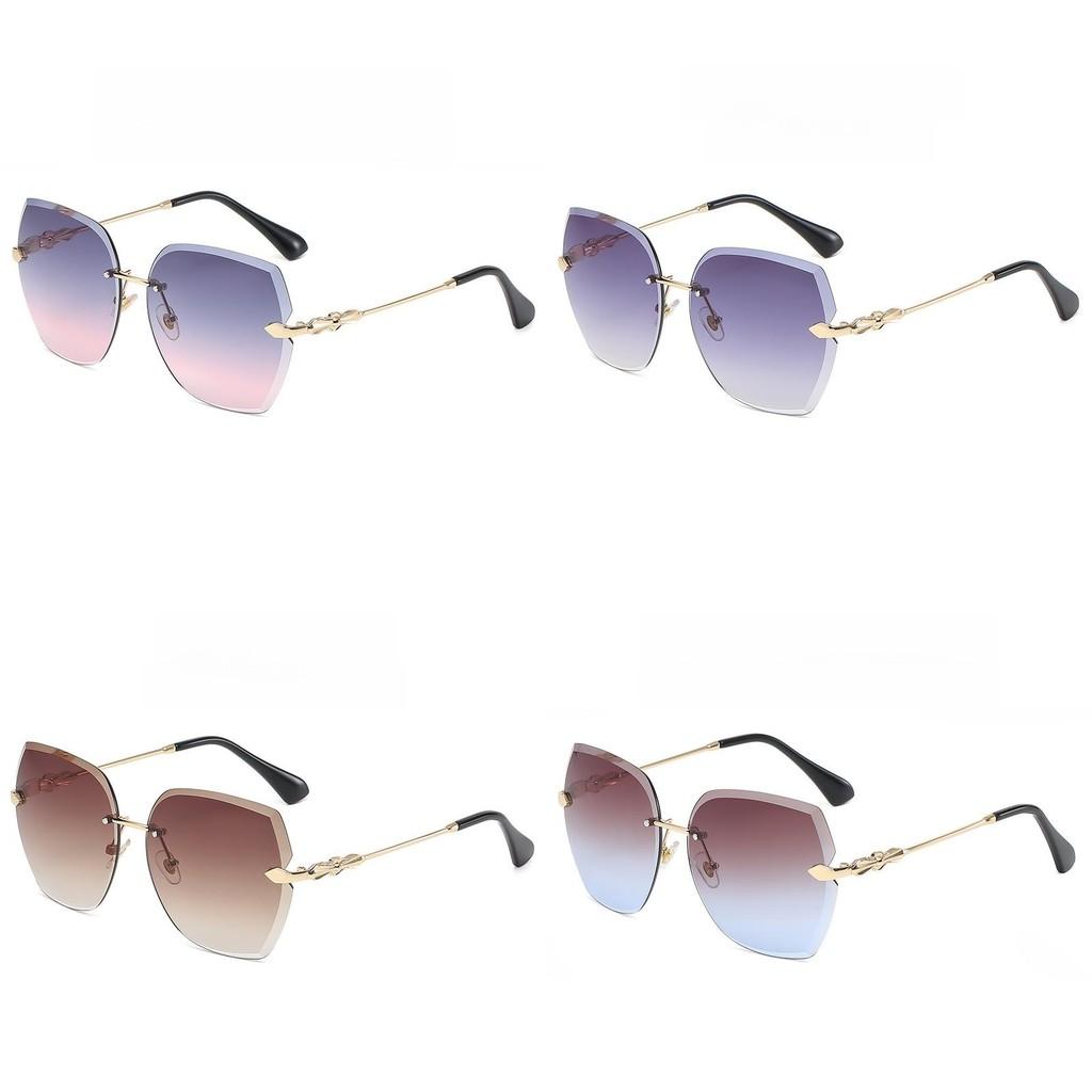Metallic Frame Geometric Sunglasses With Gradient Pink Lenses Uv400 For Outdoor Activities And Parties