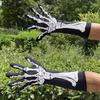 Halloween Skeleton Gloves Unisex Adult Full Finger Long Gloves Glow In The Dark Stretch Cosplay Goth Mittens Accessories