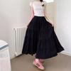 DX~~French Gentle Style Bow Half Skirt Women's Summer High Waist Skirt A-line Large Hem Mid Length Skirt